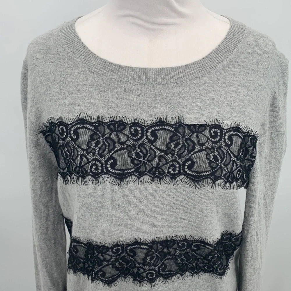 J.Crew Gray Lace Sweater Size L